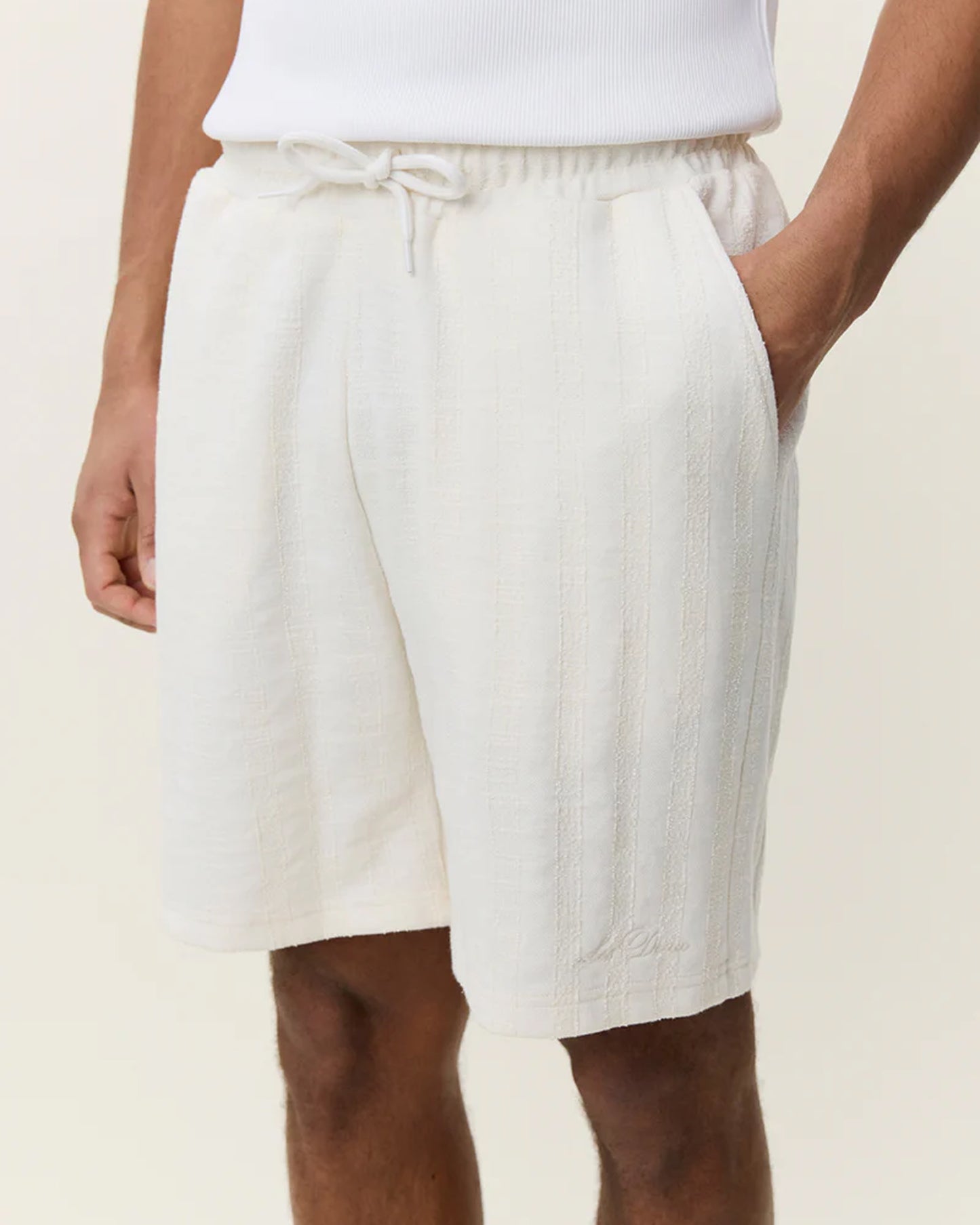 Stripe Jacquard Shorts Eggnog White