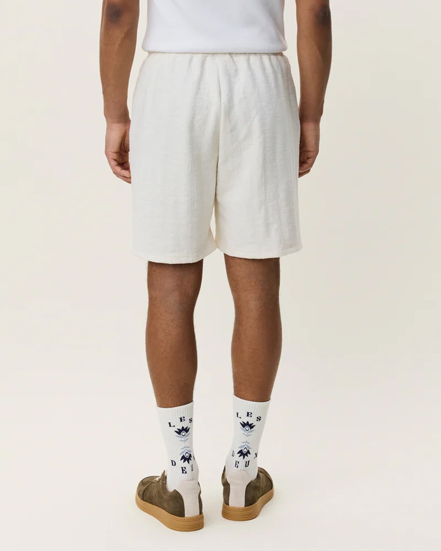Stripe Jacquard Shorts Eggnog White