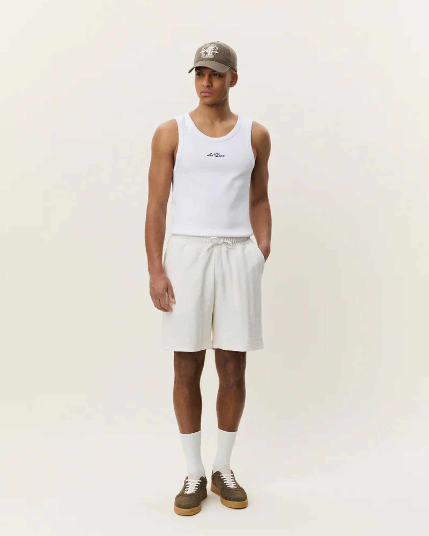 Stripe Jacquard Shorts Eggnog White