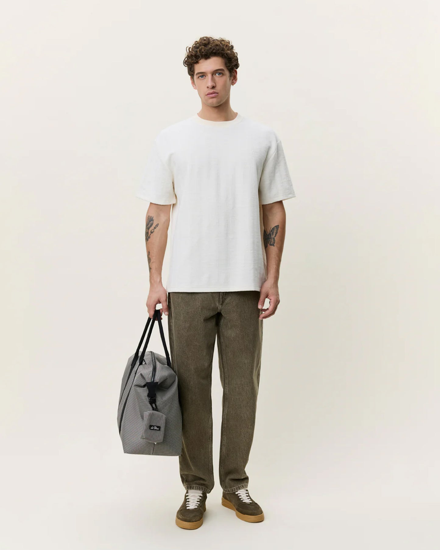 Les Deux Stripe Jacquard T-Shirt – Eggnog White