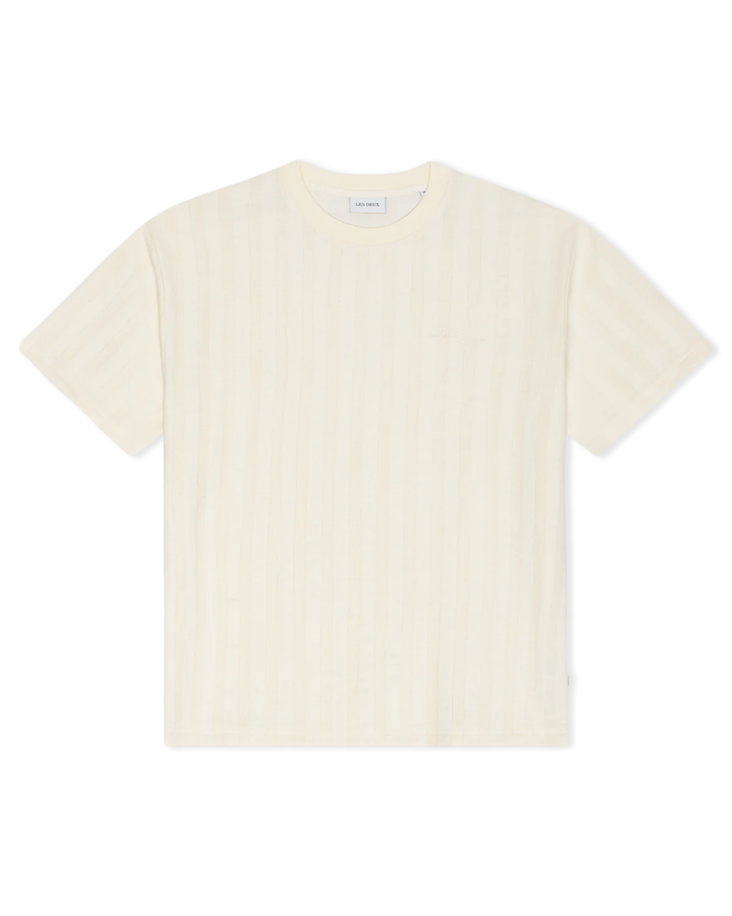 Les Deux Stripe Jacquard T-Shirt – Eggnog White