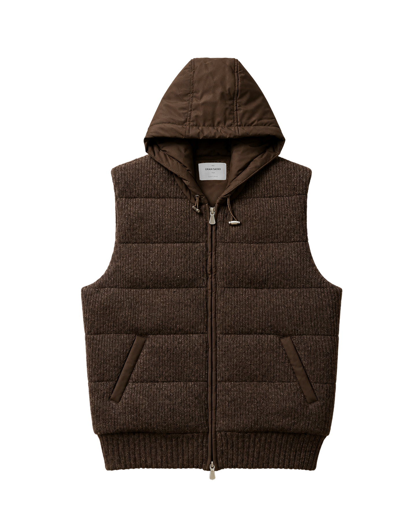 Gran Sasso Sartorial Vest with Hood Brown