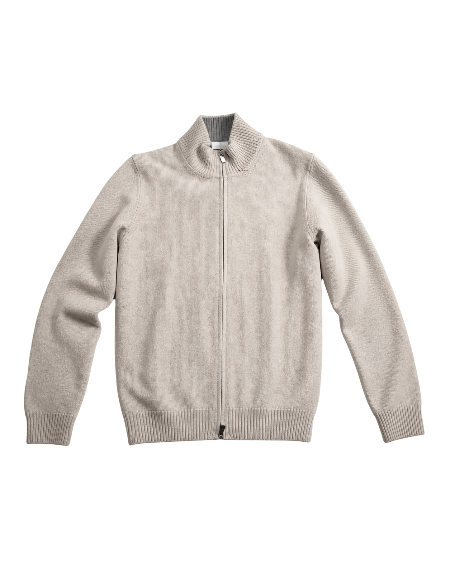 Full Zip Cardigan i Ull- og Kashmirblanding Beige