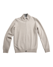 Full Zip Cardigan i Ull- og Kashmirblanding Beige