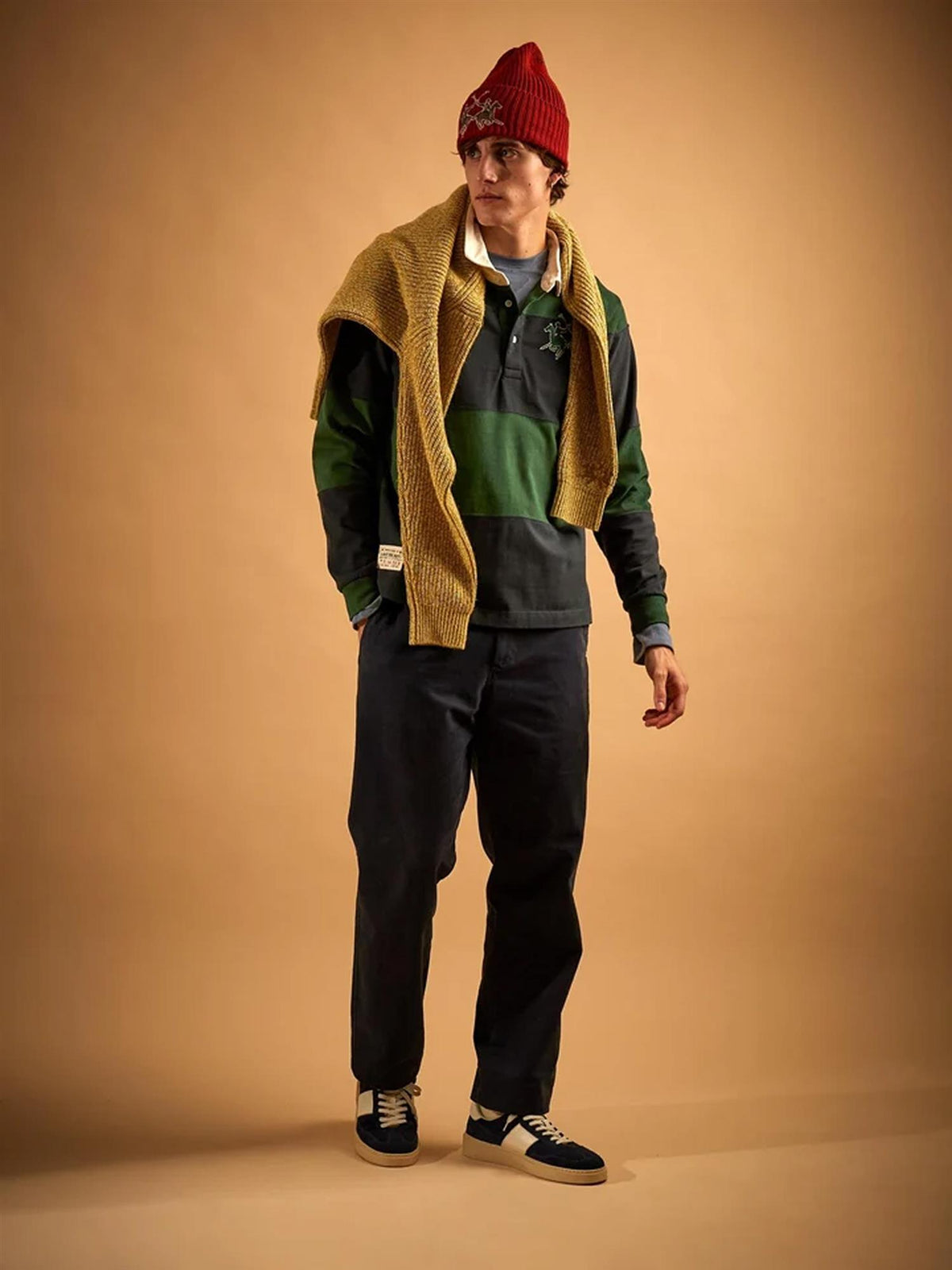 Emanuel Stripete Rugbygenser – Navy Blazer/Sycamore