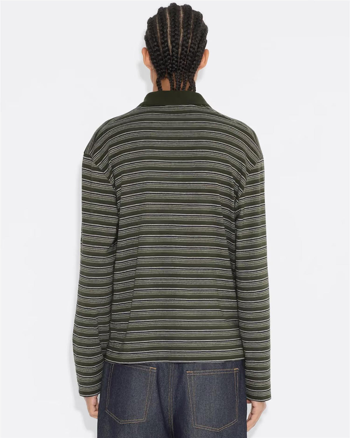 Sonny Long-Sleeve Polo – Green Stripe