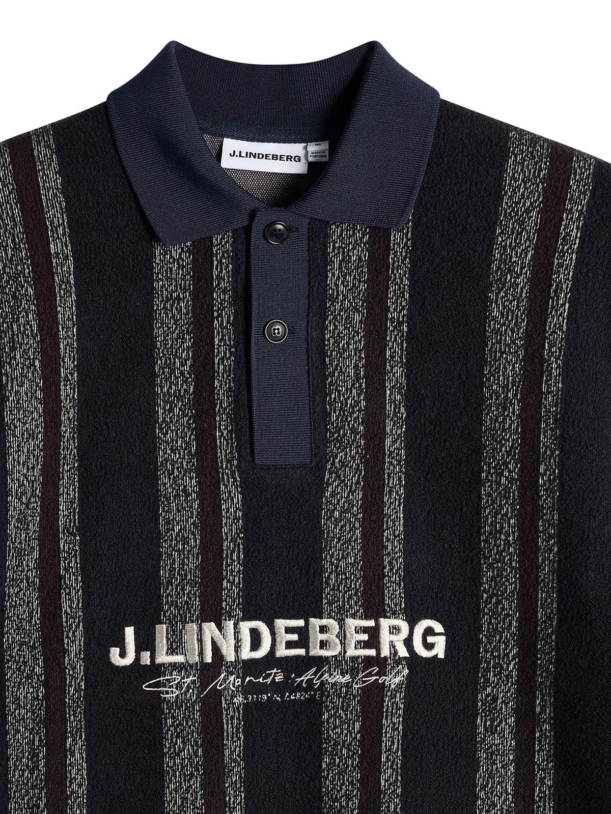 Bergman Jacquard langermet polo – Garrett Polo Stripe Navy
