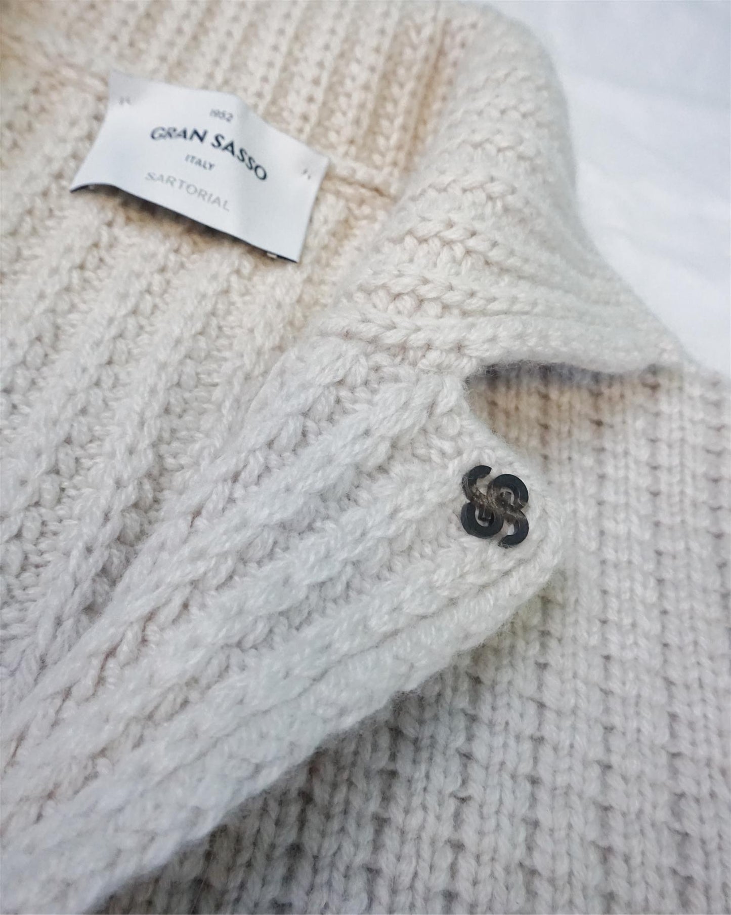 Strikket Cardigan Blazer i Ull - Beige