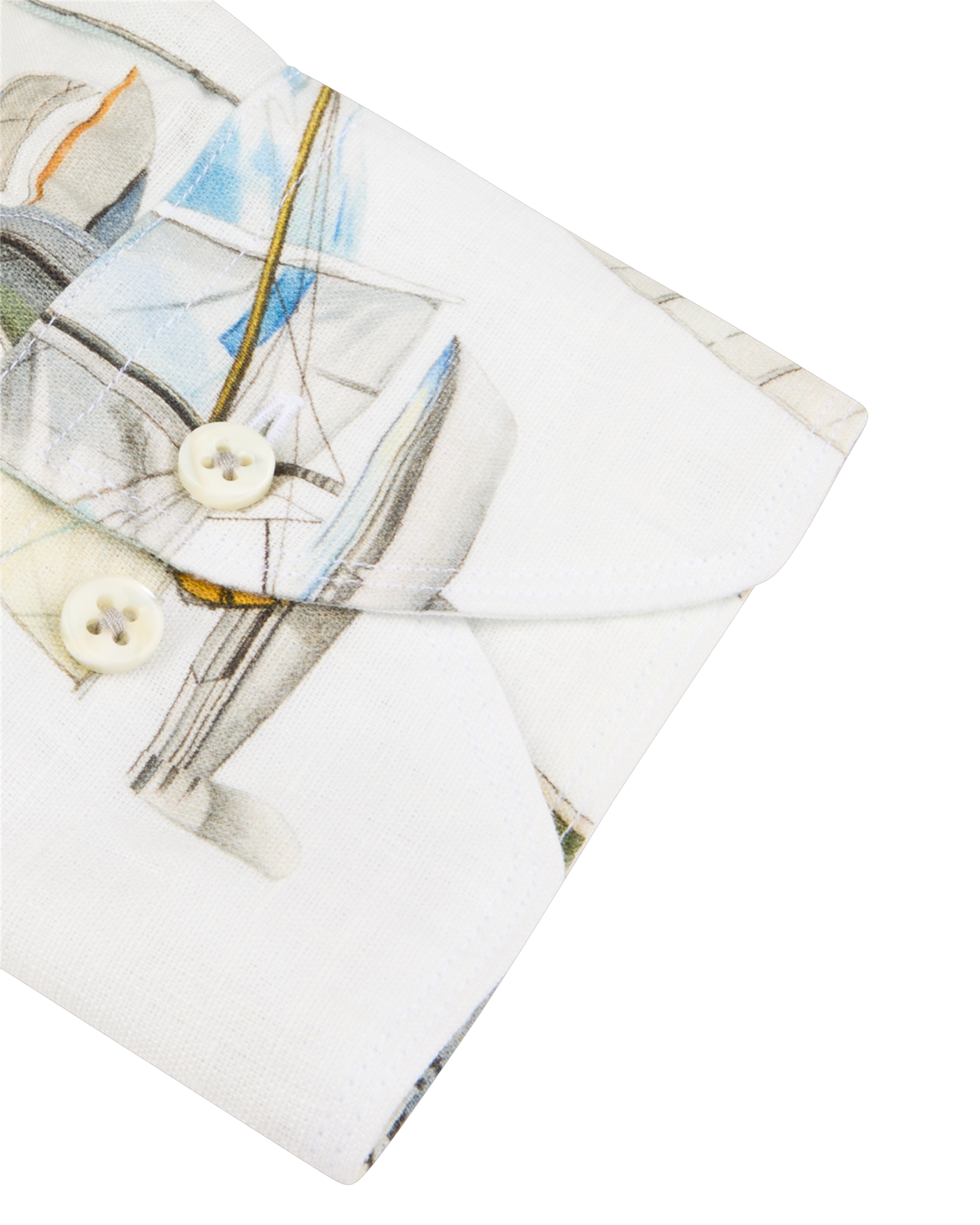 White Patterned Linen Shirt