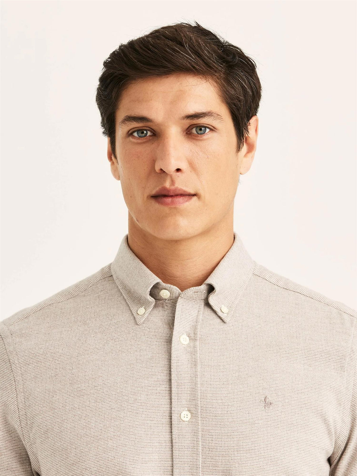 Rutete Flanellskjorte Slim Fit – Khaki