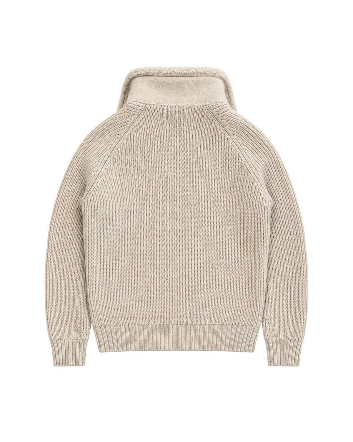 Jacket Zip med Ullkrage - Beige