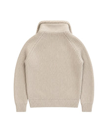 Jacket Zip med Ullkrage - Beige