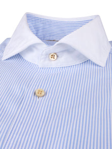 Regular, C28 White Coll & Rc Cuff Casual Light Blue Stripe