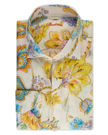 White Patterned Linen Shirt