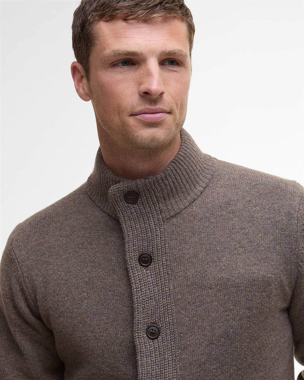 Essential Elbow-Patch Cardigan - Dark Stone