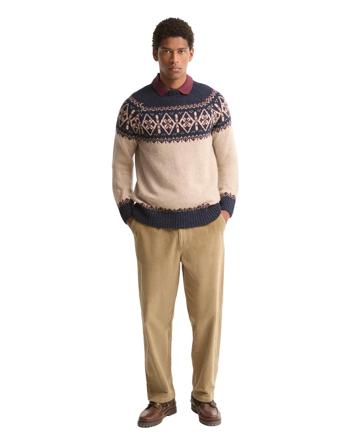 Tisbury Fair Isle Crew Neck Jumper – Navy