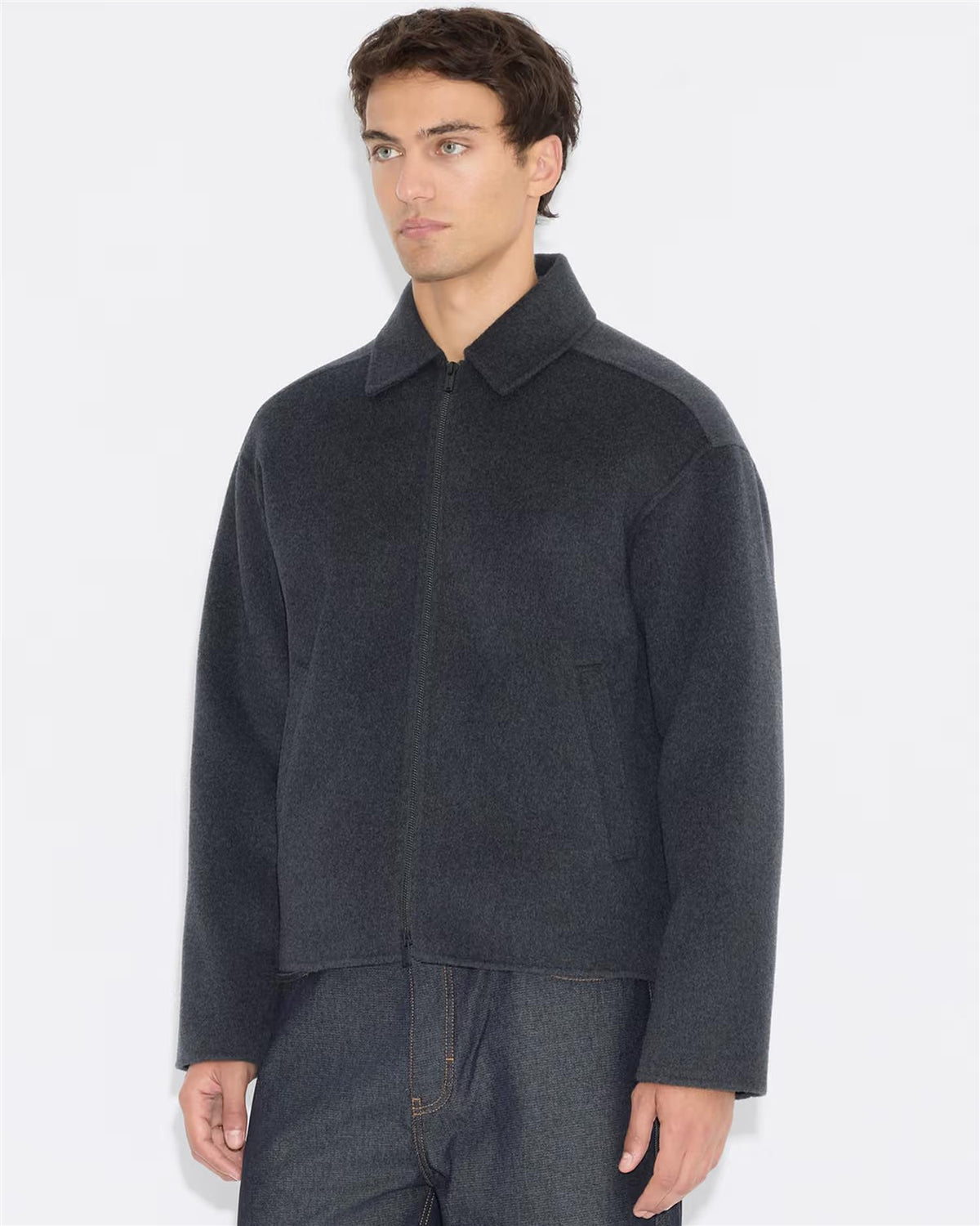 Chive Zip-Up Wool Jacket Grå