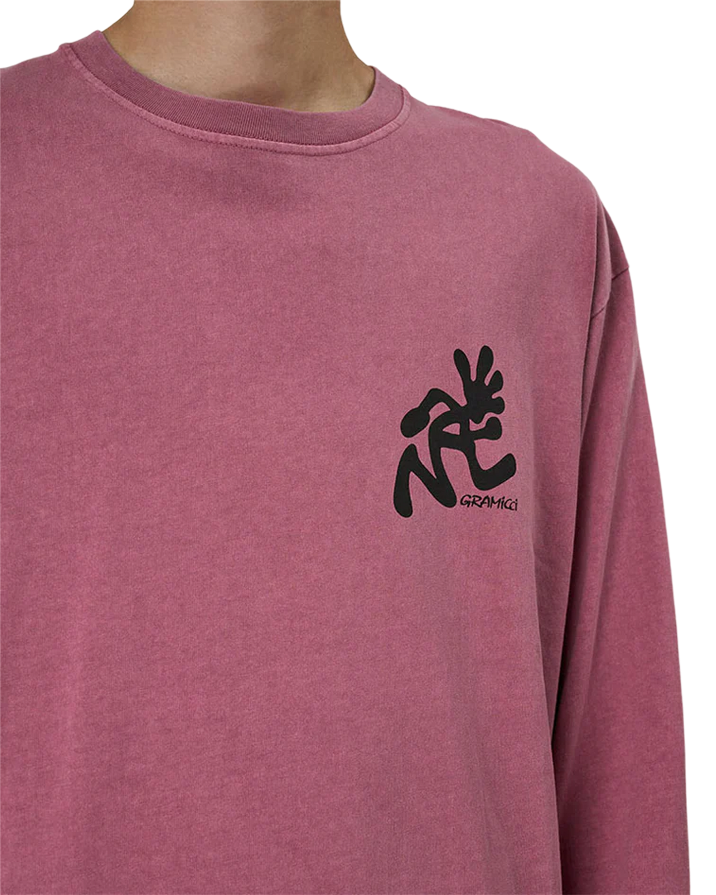 Running Man L/S Tee Pigment Dyed - Red Pigment