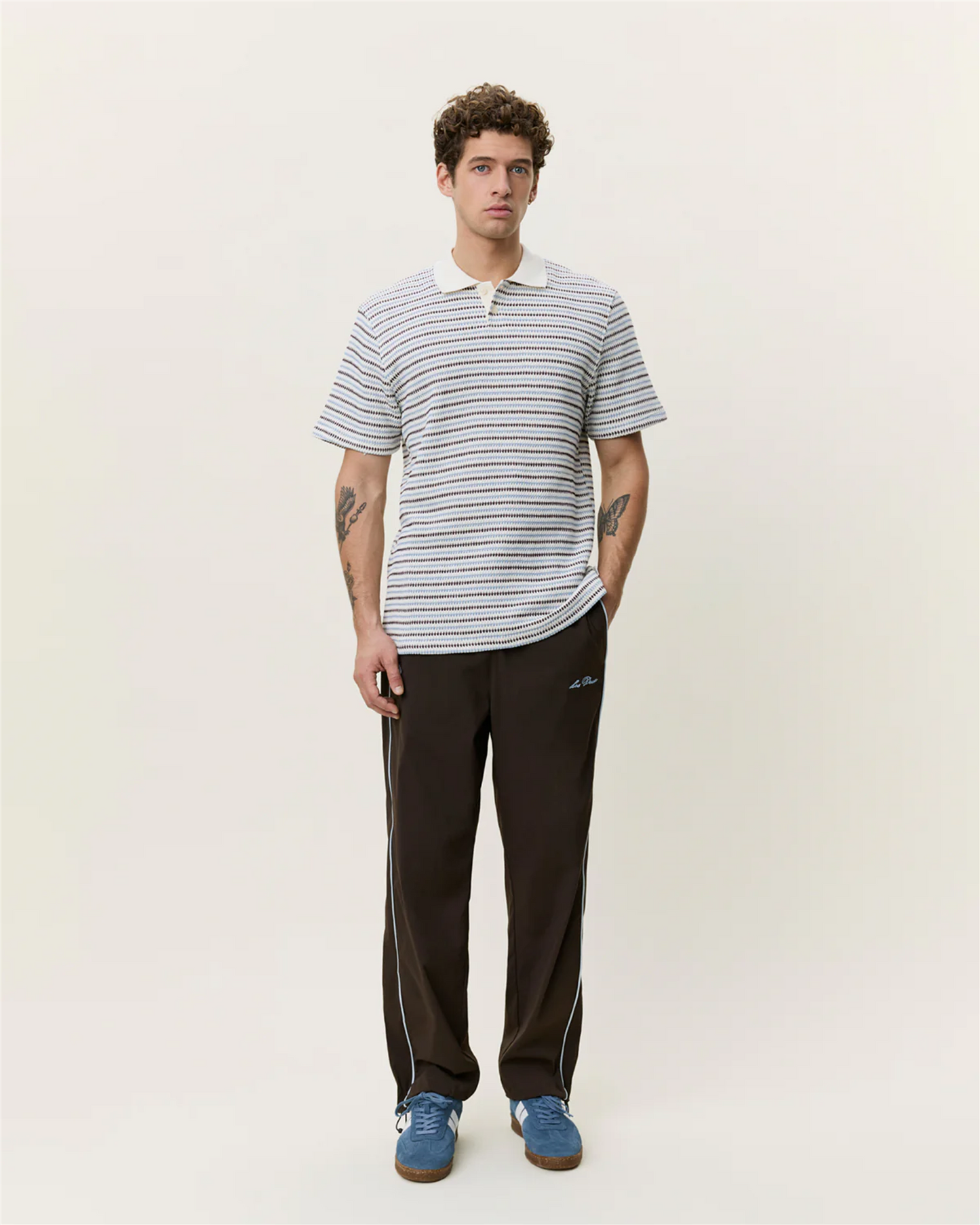 Knitted stripe polo