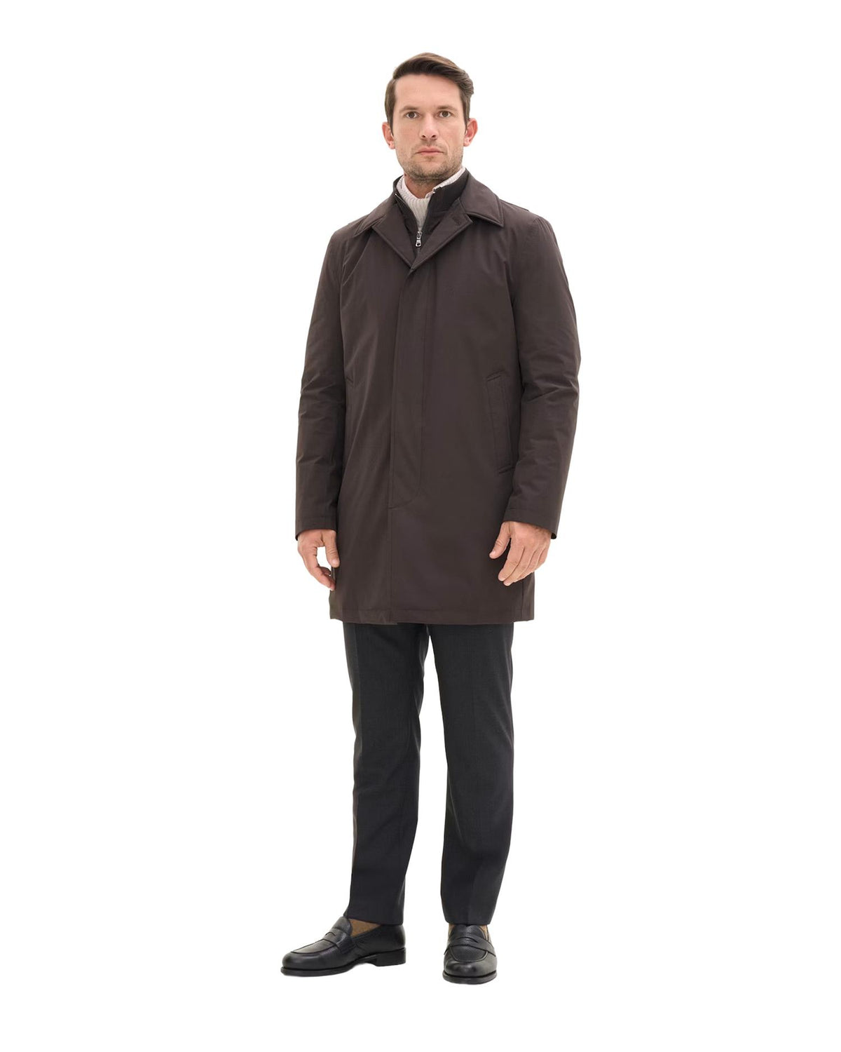 Zipped Padded Car Coat – Terra Brown