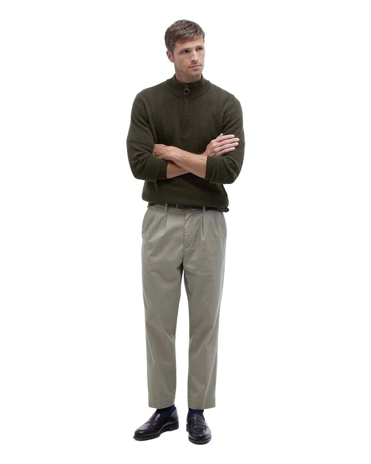 Holden Quarter-Zip Jumper – Olive Marl