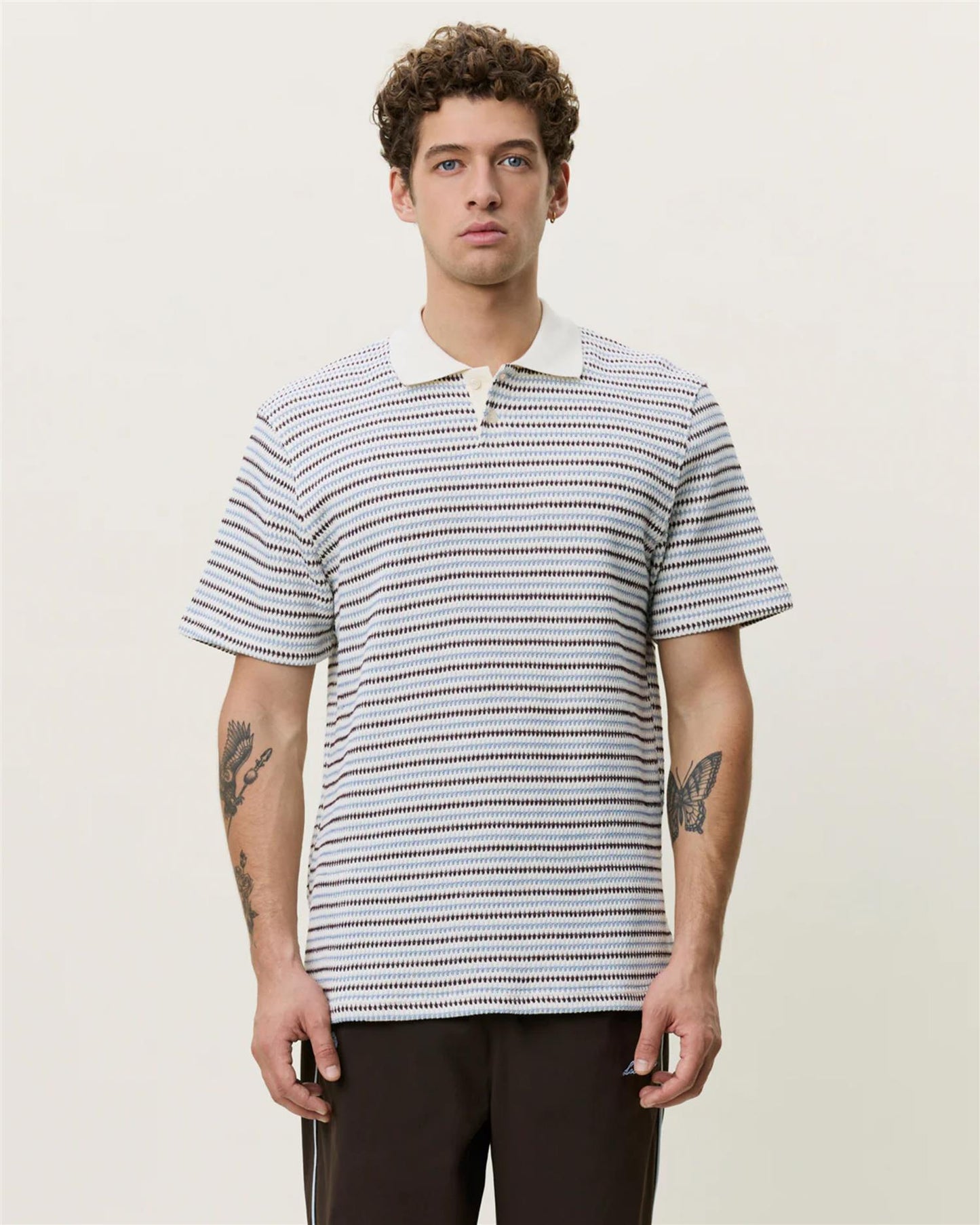 Knitted stripe polo