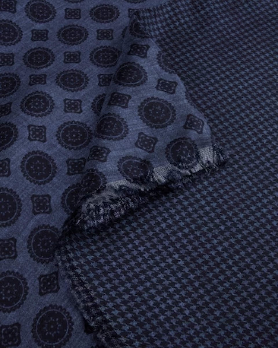 Stenströms Blue Patterned Silk Scarf - Mandy