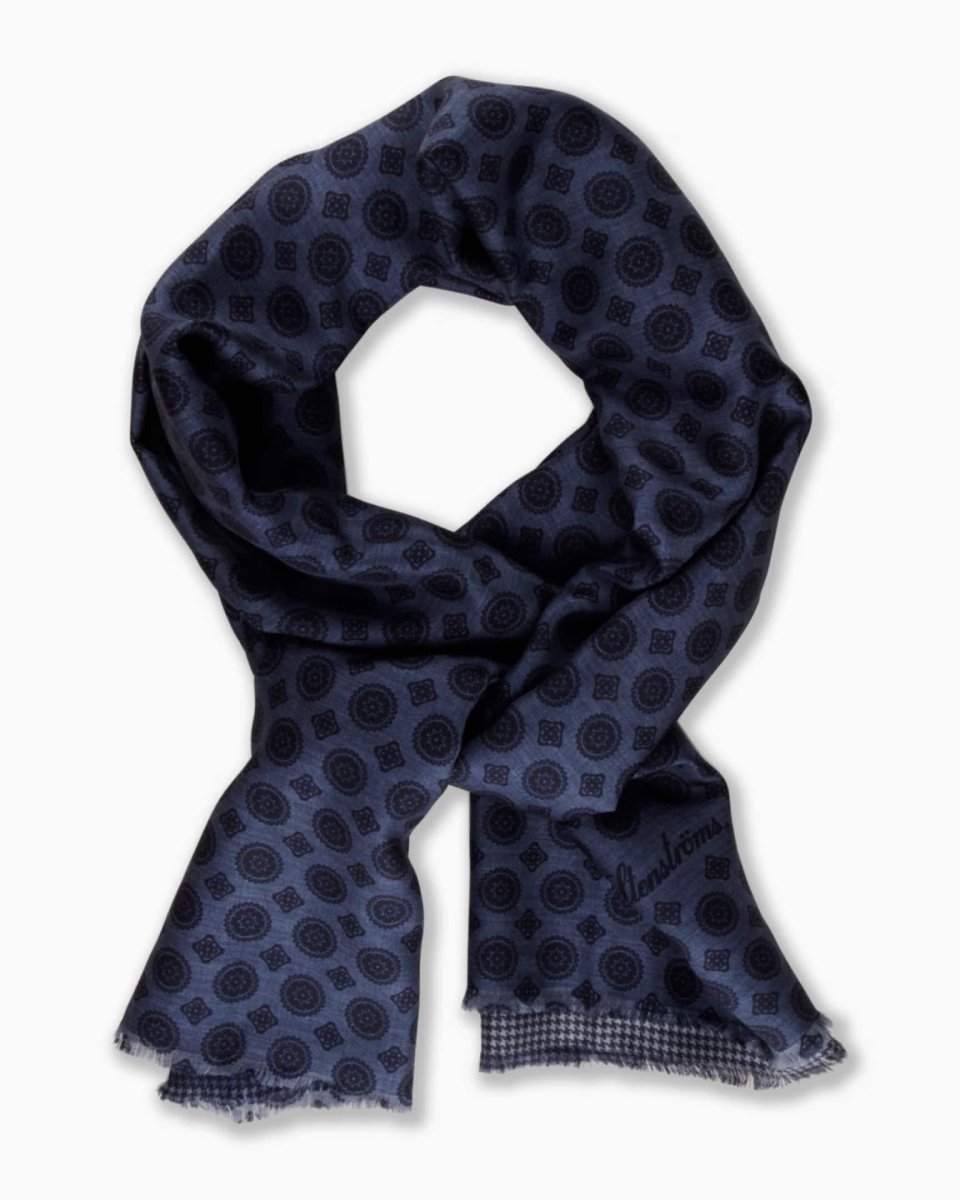 Stenströms Blue Patterned Silk Scarf - Mandy