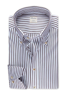 Stenströms Brown Striped Oxford Shirt - Mandy