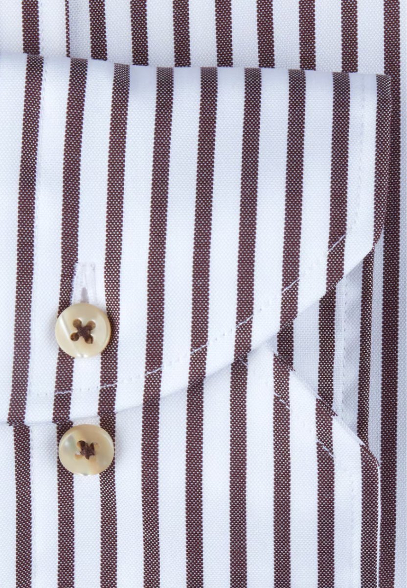 Stenströms Brown Striped Oxford Shirt - Mandy