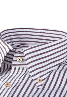Stenströms Brown Striped Oxford Shirt - Mandy