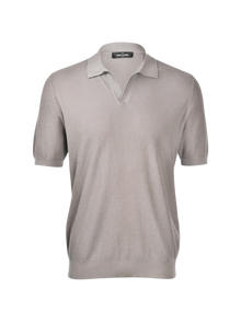 Tennis Polo i Silke og Bomull - Beige