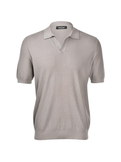 Tennis Polo i Silke og Bomull - Beige