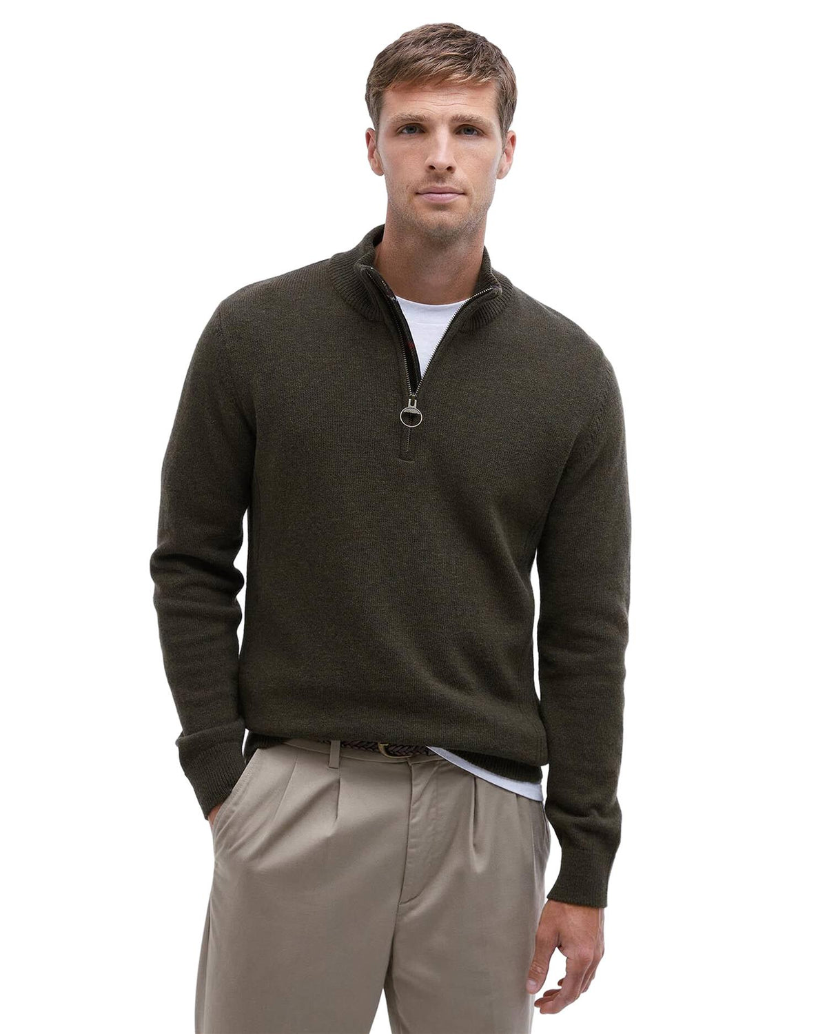 Holden Quarter-Zip Jumper – Olive Marl