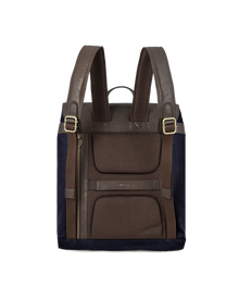 Mochila Backpack - Brown Leather with Navy Canvas