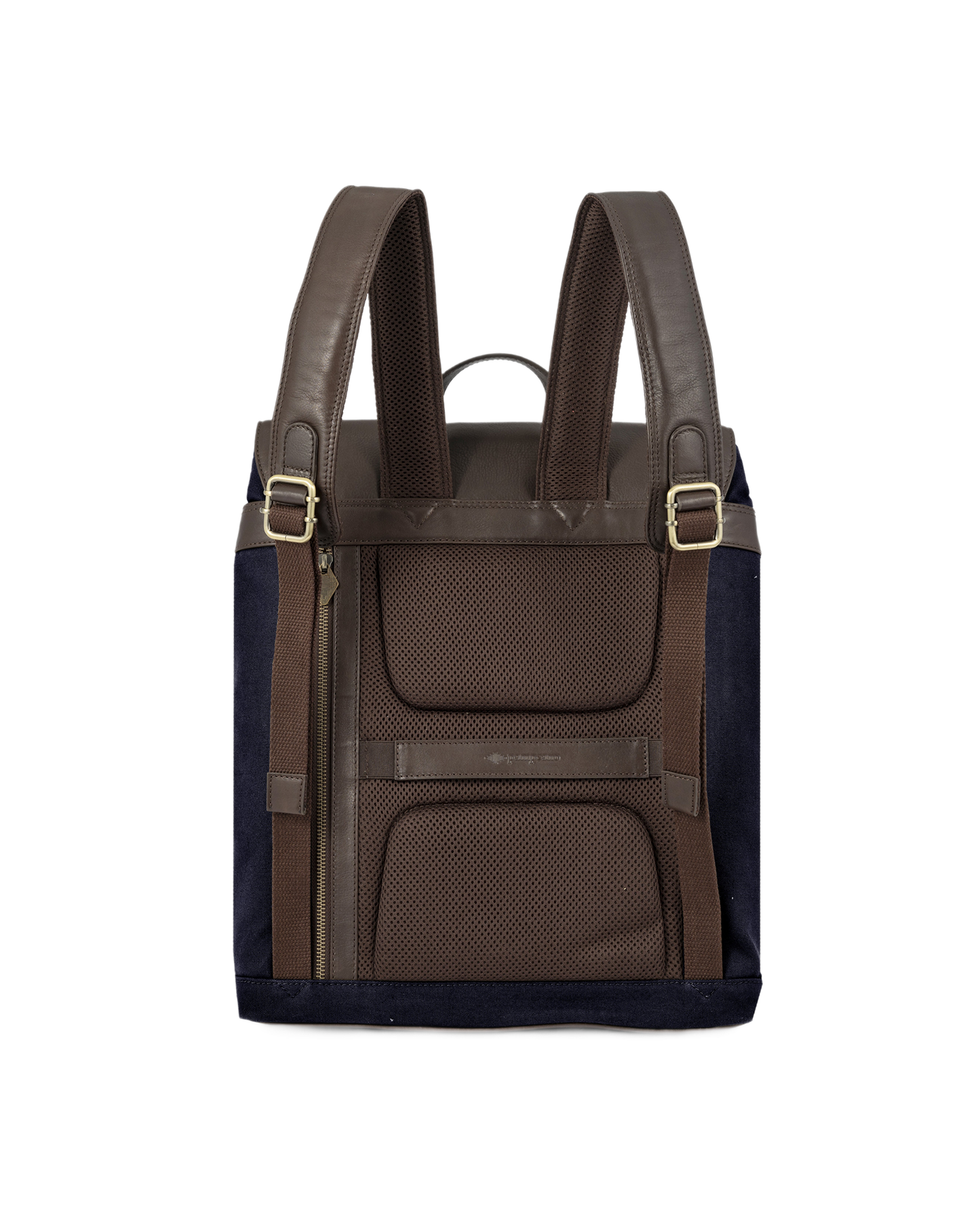 Mochila Backpack - Brown Leather with Navy Canvas