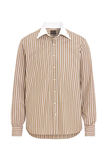 Reg Fit Turn Down Multistripe Shirt Barque Brown