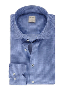 Stenströms Casual blue patterned jersey shirt slimline - Mandy