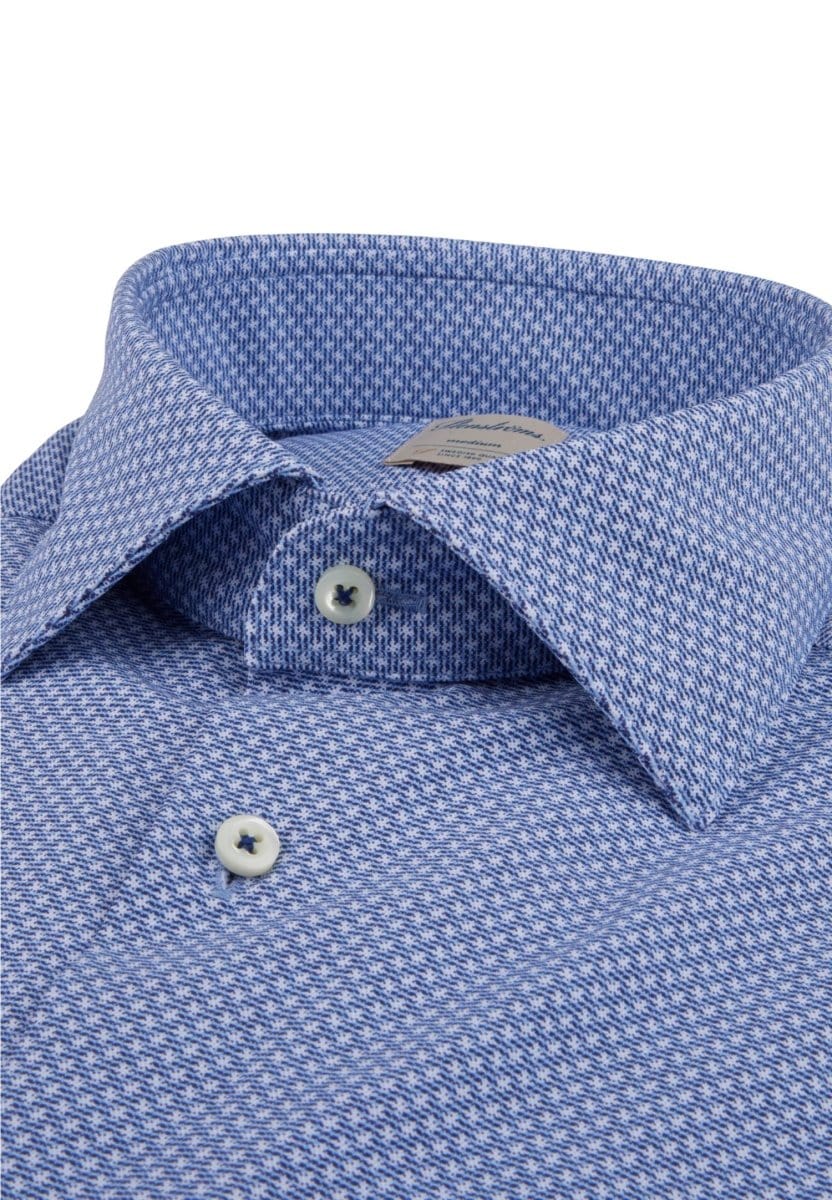 Stenströms Casual blue patterned jersey shirt slimline - Mandy