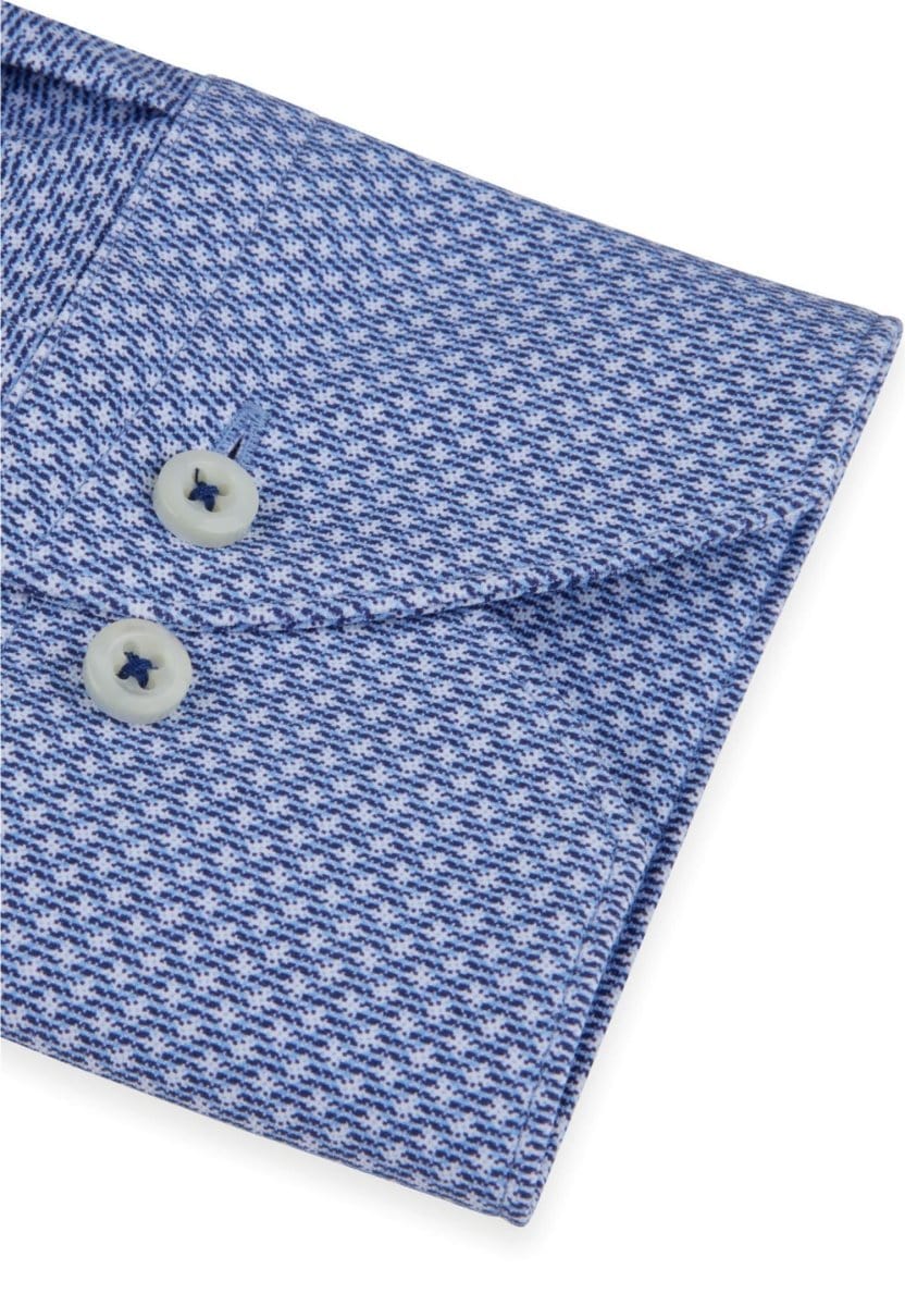 Stenströms Casual blue patterned jersey shirt slimline - Mandy