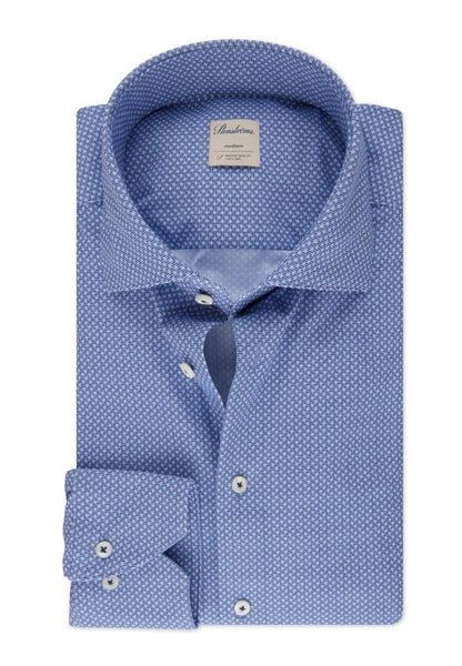 Stenströms Casual blue patterned jersey shirt slimline - Mandy