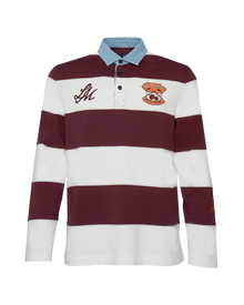 Men’s rugby polo in heavy cotton jersey with maxi stripe - Caleb