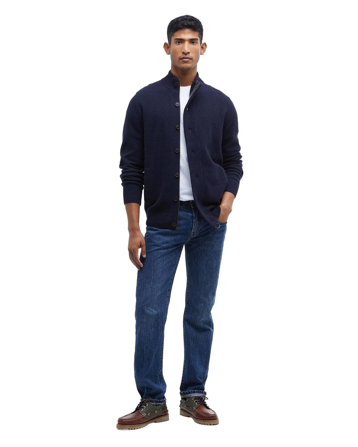 Essential Elbow-Patch Cardigan – Classic Navy