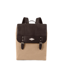 Mochila Backpack - Brown Leather with Sand Canvas
