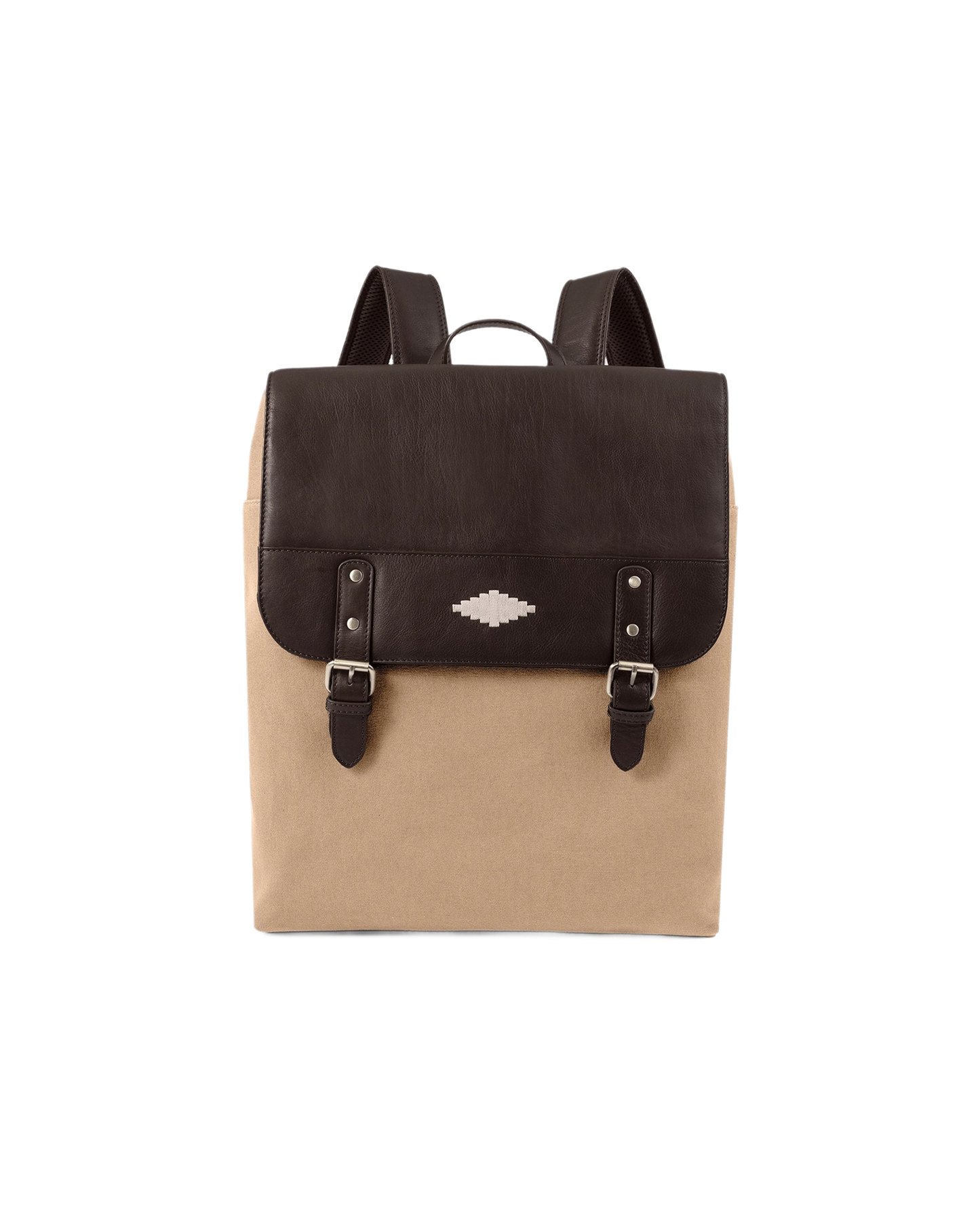 Mochila Backpack - Brown Leather with Sand Canvas