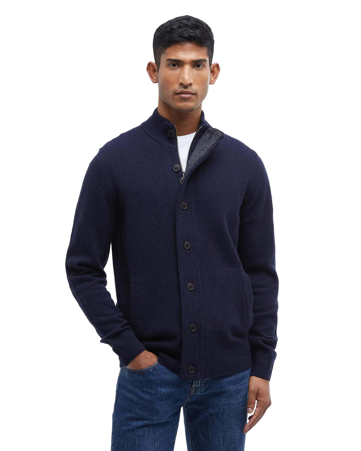 Essential Elbow-Patch Cardigan – Classic Navy