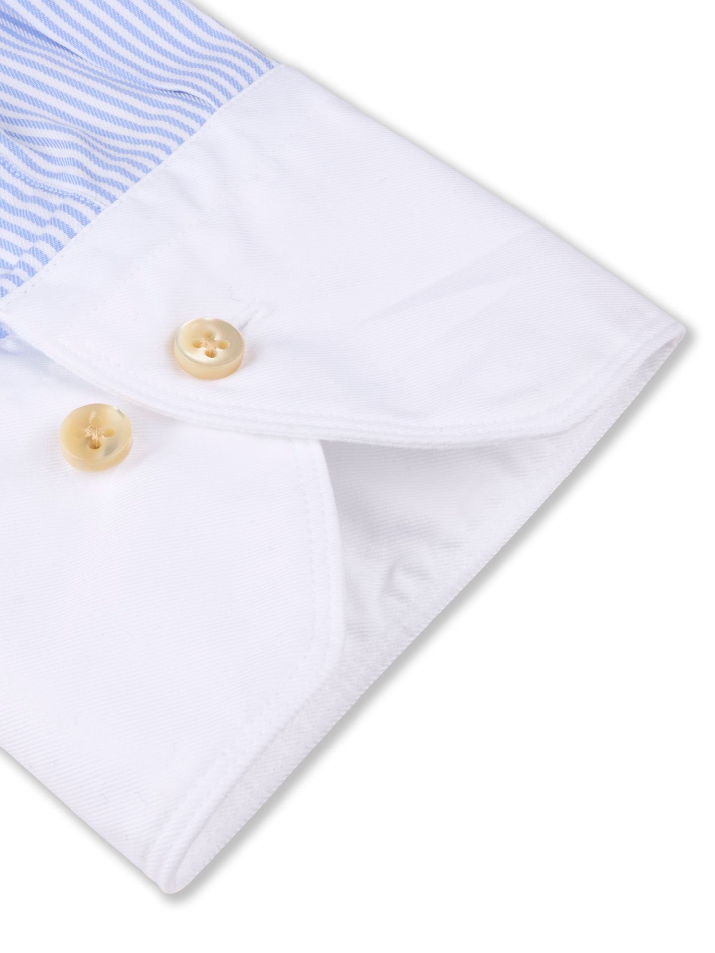 Slimline, C28 White Coll & Rc Cuff Casual Light Blue Stripe