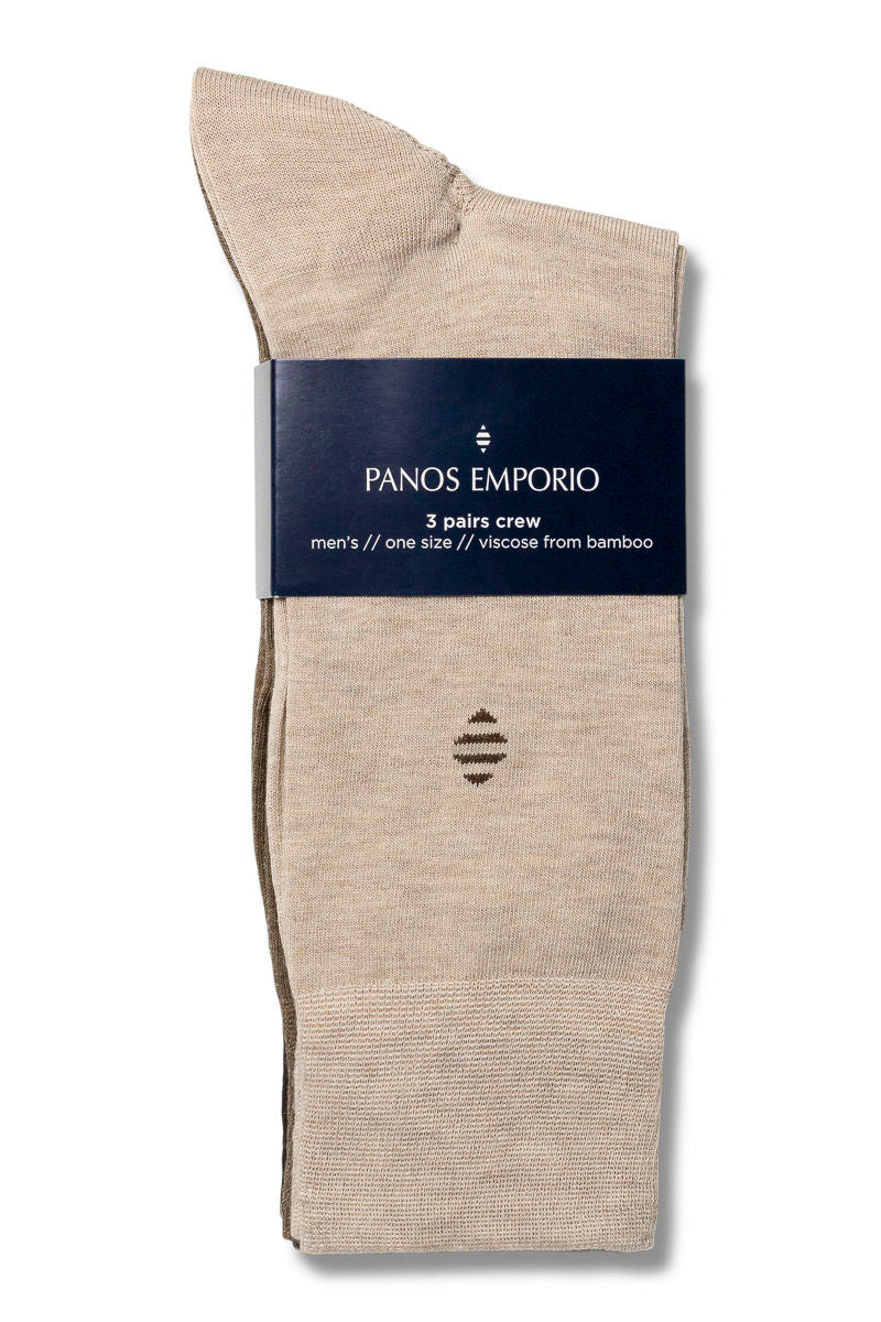 3pk Daniel Bamboo Crew Brown Heather