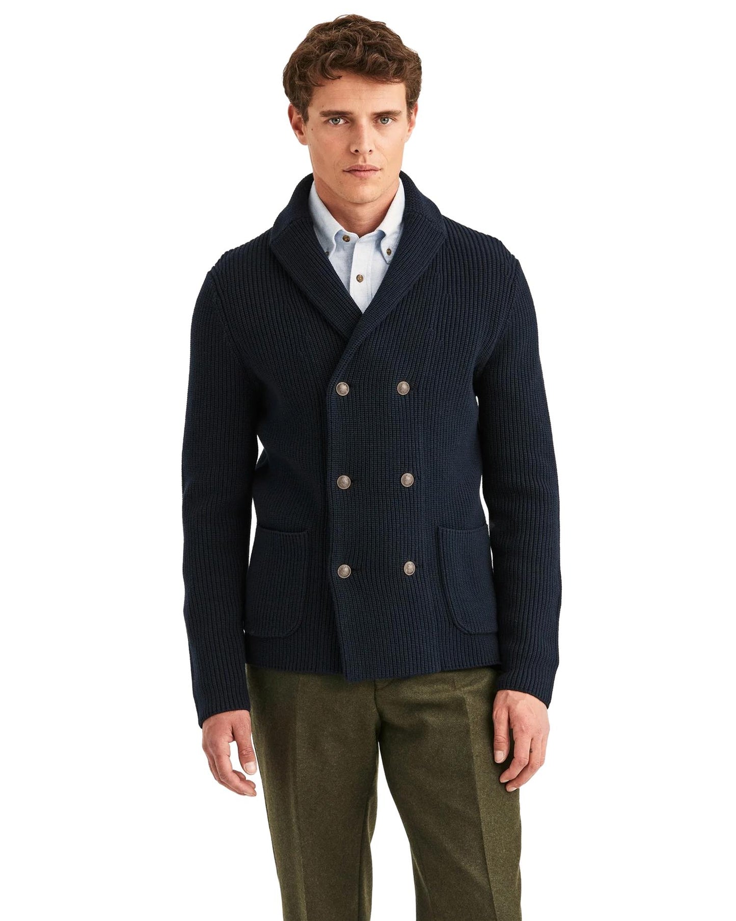 Morris Stockholm Brayden DB Shawl Cardigan Navy