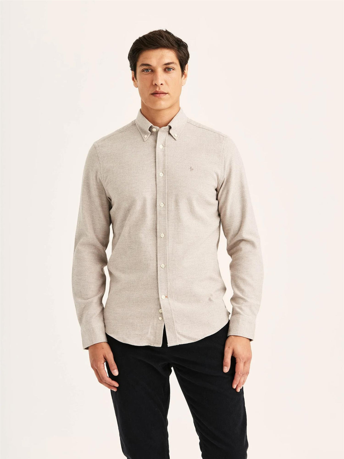 Rutete Flanellskjorte Slim Fit – Khaki